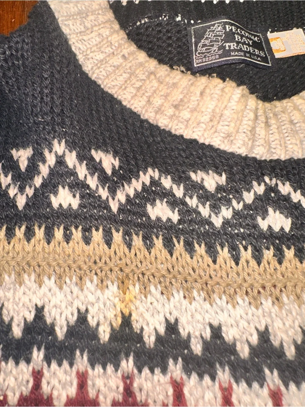Vintage 90’s Peconic Bay Traders Men’s Large Cotton Knit Sweater Made In USA